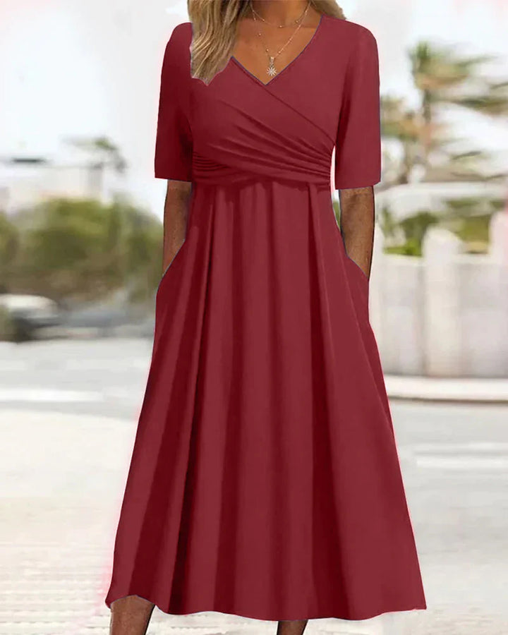 PIEN - CROSSED DRESS WITH SHORT SLEEVES